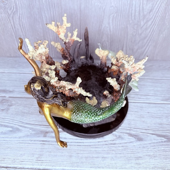 SPI gallery nautical brass mermaid dolphin coral reef candle holder figurine - Picture 7 of 16